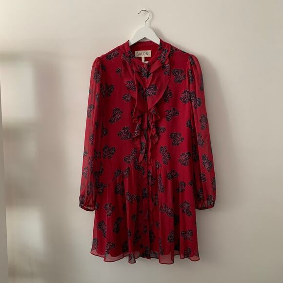 SALONI Dresses & Skirts - Saloni Tilly Ruffle Bib Dress Size 10